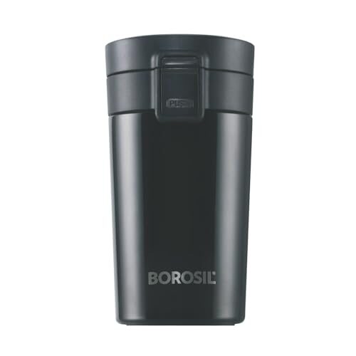 Borosil Coffeemate Insulated Mug, Vacuum Insulated Travel Coffee Mug with Lid, 8 Hours Hot and 14 Hours Cold, 300 ml (Stainless Steel)