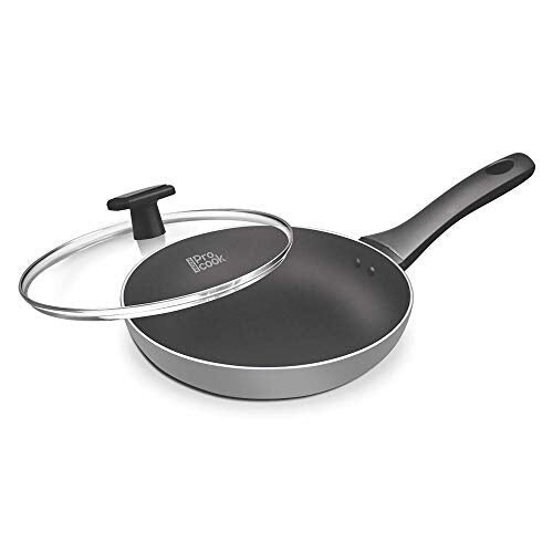 MILTON Pro Cook Black Pearl Induction Fry Pan with Glass Lid, 26 cm /2.2 Litre