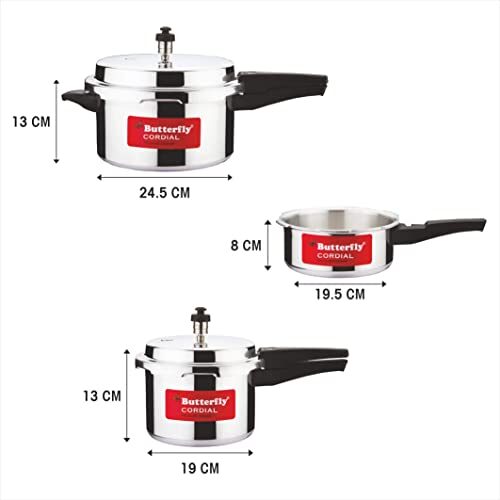 Butterfly Cordial 2 L, 3 L & 5 L Non Induction Bottom Outer Lid Pressure Cooker (Aluminium, Silver), Small - Image 5