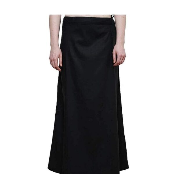 SGH Women's Pure Cotton Best Plain Solid Indian Stitched Saree Black Color Petticoats 100% Vimal Cotton (Free Size,42)