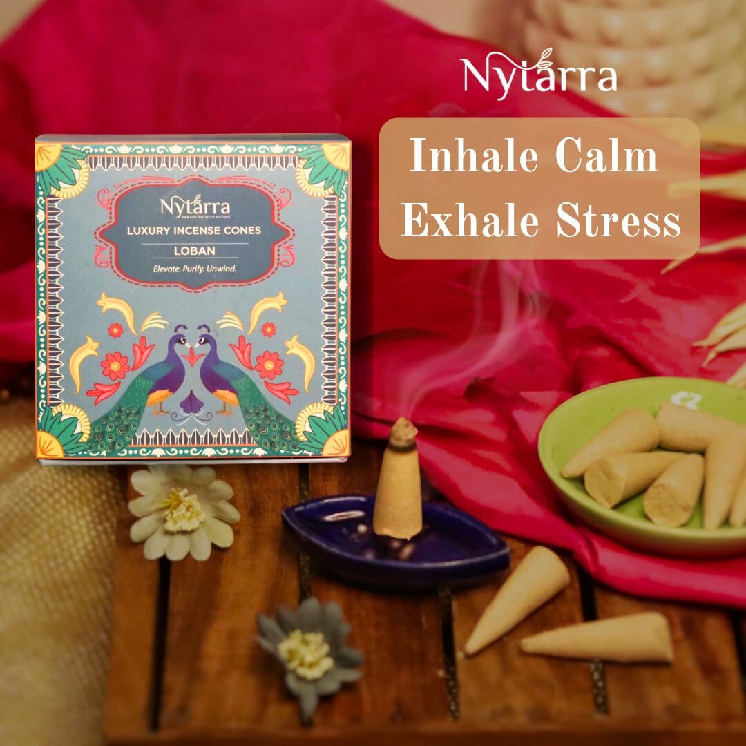 Nytarra's Loban Luxury Incense Cones | 40 pcs | Special Ceramic Holder | Dhoop Cones for Fragrance | Dhoop Cones for Pooja, Home, Office, Aromatherapy & Meditation - Image 5