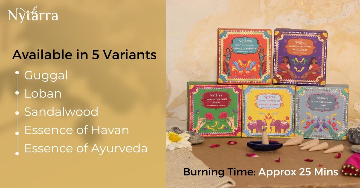 Nytarra's Loban Luxury Incense Cones | 40 pcs | Special Ceramic Holder | Dhoop Cones for Fragrance | Dhoop Cones for Pooja, Home, Office, Aromatherapy & Meditation - Image 2