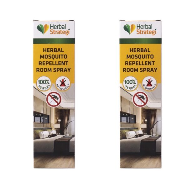 Herbal Strategi Mosquito Repellent Room Spray - 100ml (Pack of 2) | Effective against mosquitoes causing Dengue Zika Chikungunya | 100% Herbal and Chemical free | Baby and Pet safe | Ayush certified