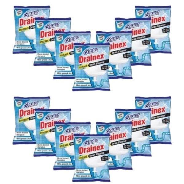 CASTER Drainex Drain Cleaner Powder Removes Blockages in Pipes, Sinks And Septic Tanks (50 Gram) - Pack Of 14