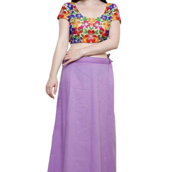 Pistaa's Women's Cotton Plain Inskirt Saree Petticoat (PTCLVDR1, Lavender, Free Size)