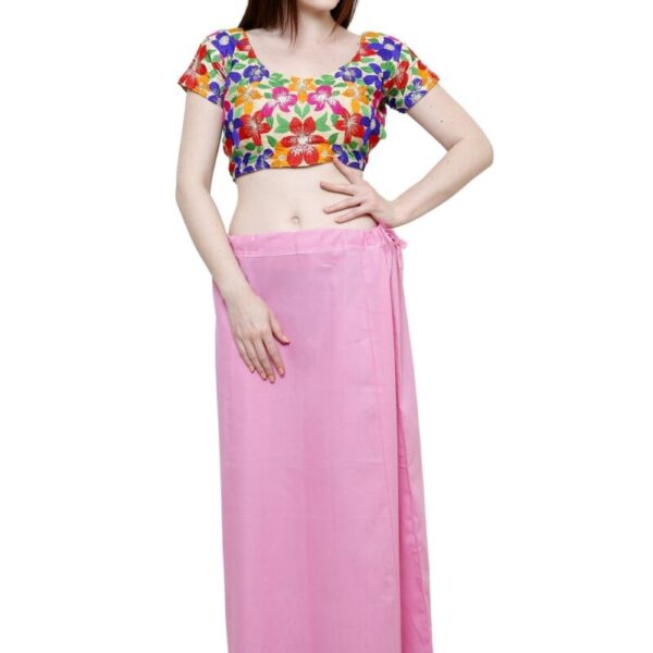 Pistaa's Women's Cotton Pastle Inskirt Saree Petticoats (PTCPP, Pink, Free Size)