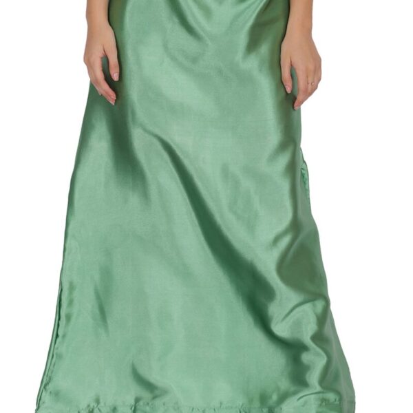 ONLINE GENERATION Women's Satin Blend Petticoat Saree Satin Underskirt Sari Satin Silk Petticoat Skirts for Women Saree Shape Wear Dress for Saree Free Size Pista Green Color